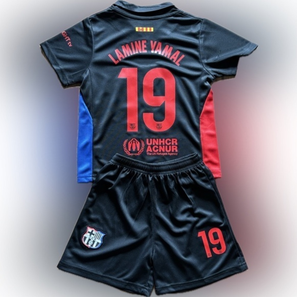 Yamal Lamine Kids Soccer Jersey Set Black Barcelona 2 Piece Kit Toddler Youth